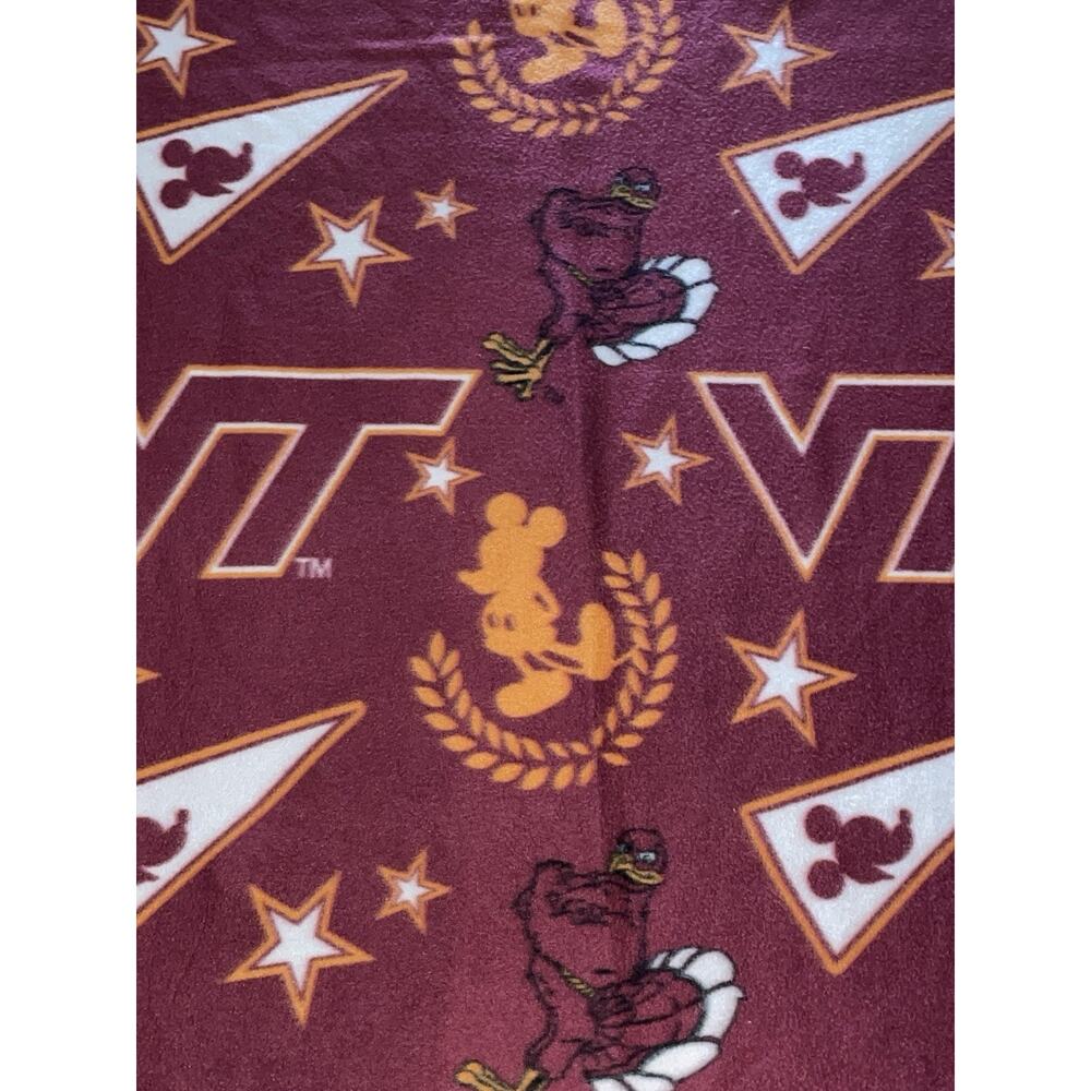 Virginia Tech Hokies VT Mickey Mouse Fleece Throw Lap Blanket Collaboration